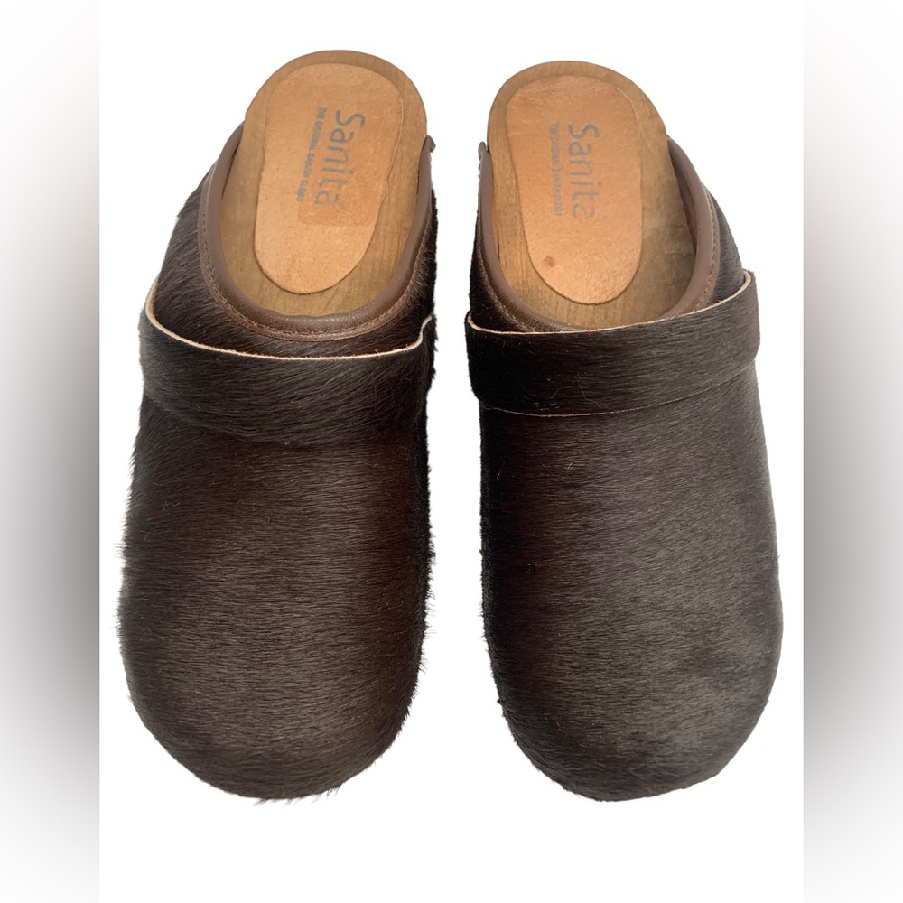 Sanita Caroline Brown faux fur Clogs 36/5.5